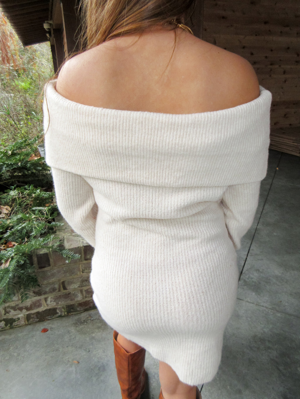 Lyla Long Sleeve Off Shoulder Mini Knit Dress