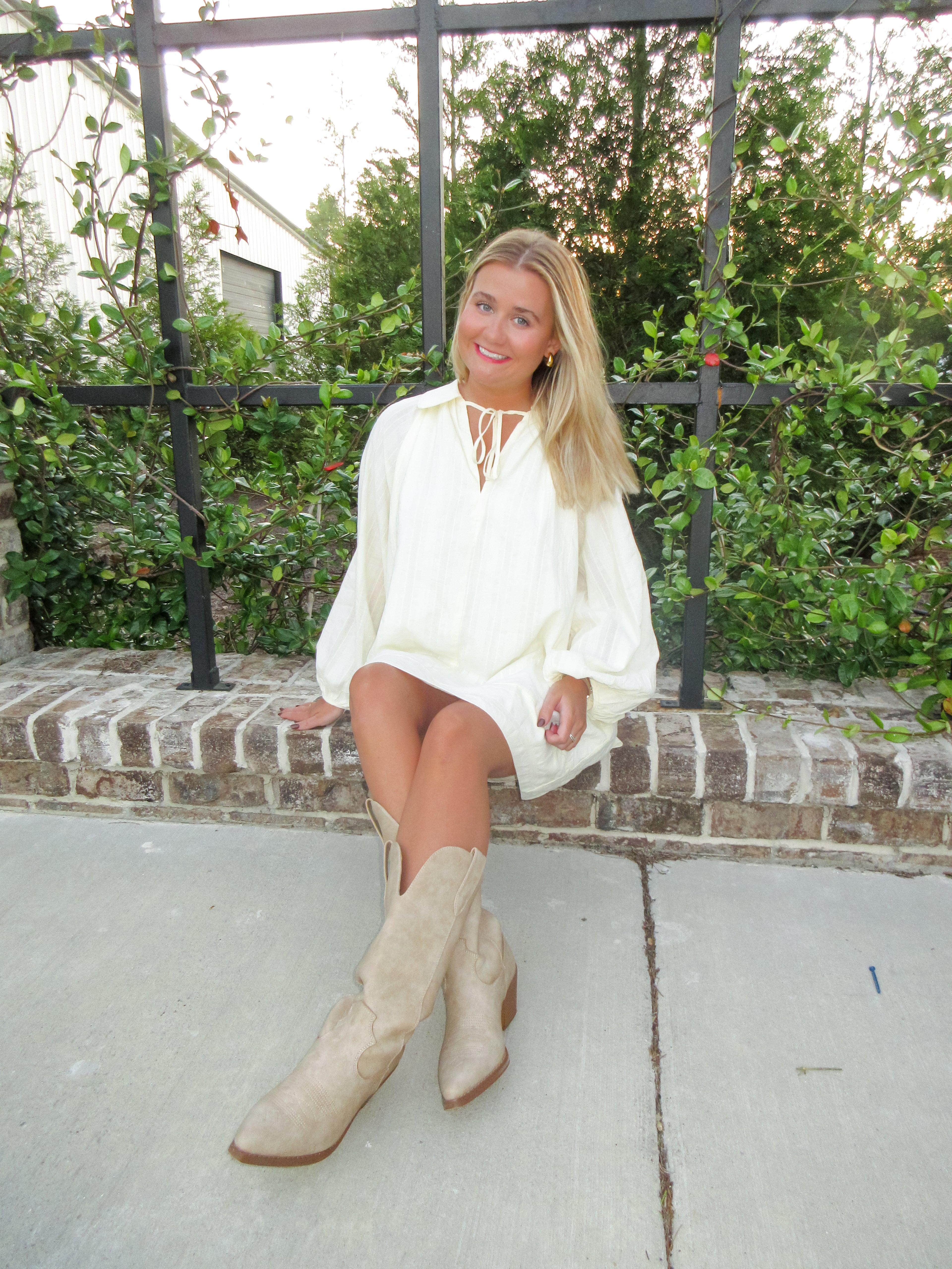 Amelia Textured Balloon Sleeve Mini Dress