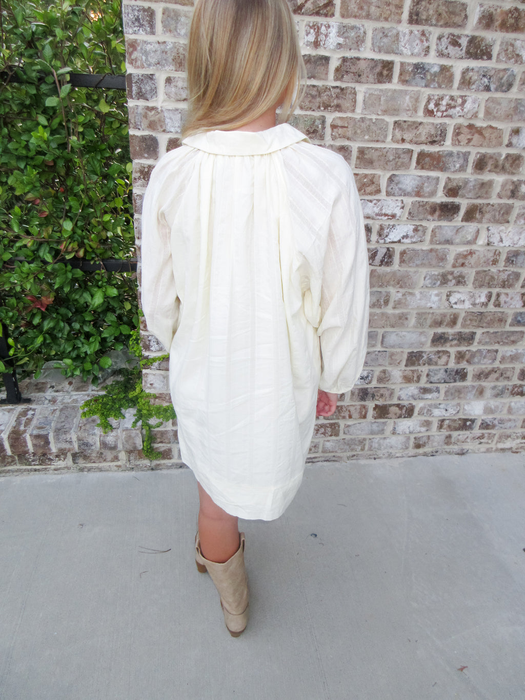 Amelia Textured Balloon Sleeve Mini Dress