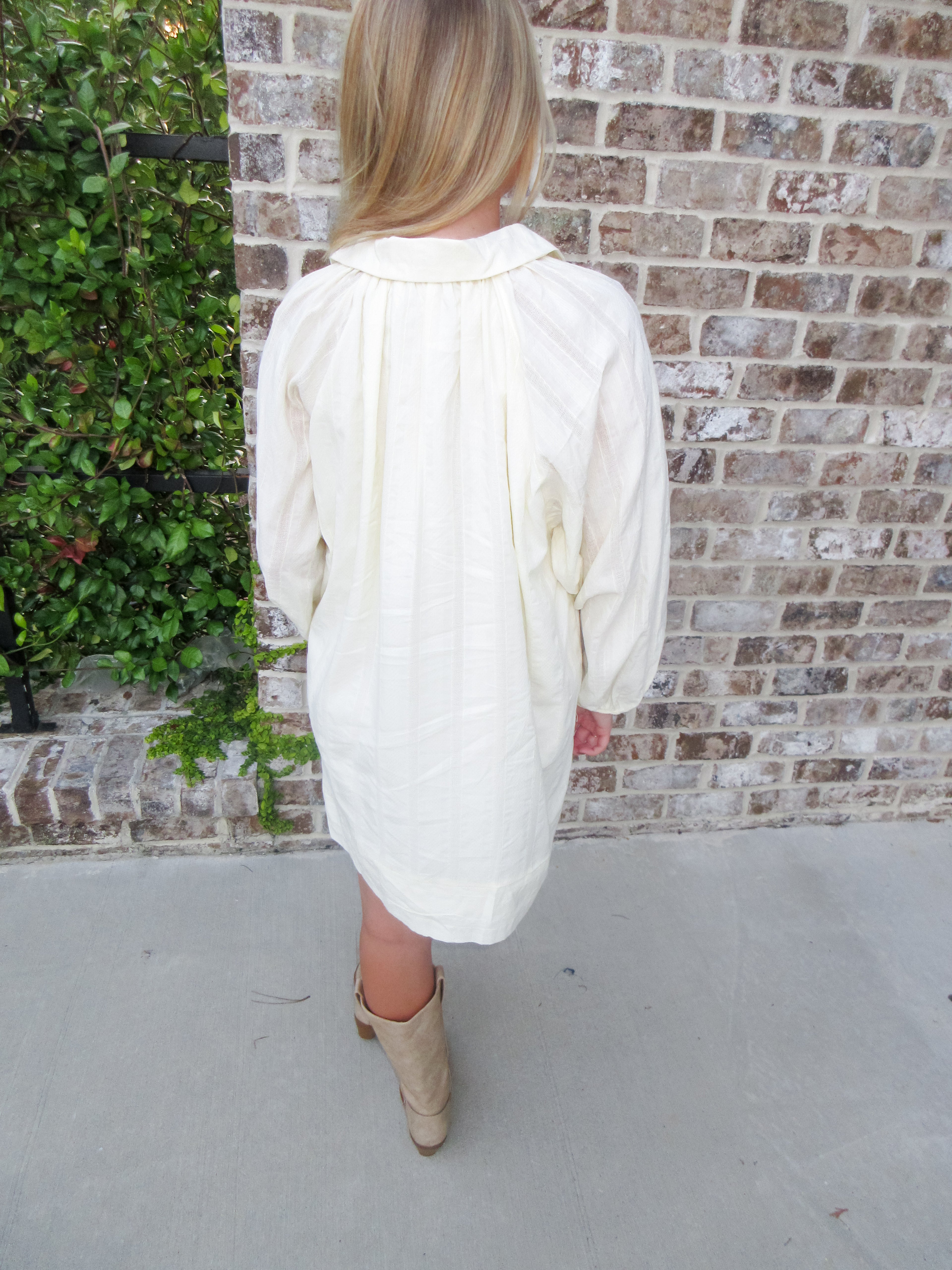 Amelia Textured Balloon Sleeve Mini Dress