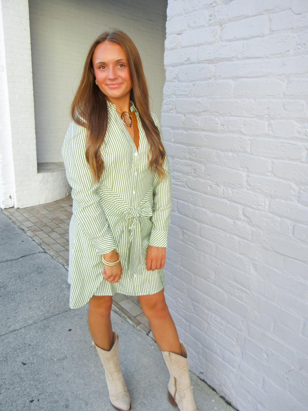 Sophia Long Sleeve Striped Dress