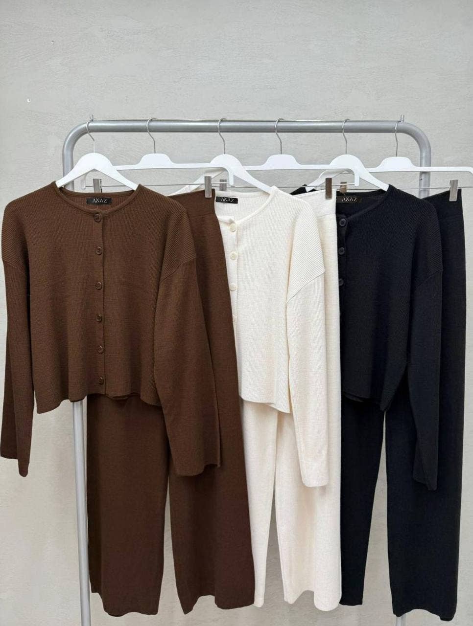 Cardigan Pants Knit Set: Off-White